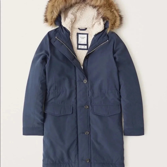 Abercrombie & Fitch Blue Sherpa-Lined Military Parka - Picture 5 of 6